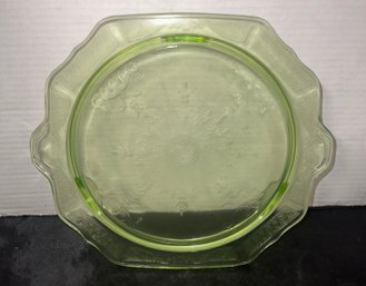 Excellent Vintage Green Princess Depression Glass Cake Stand. BS/B2