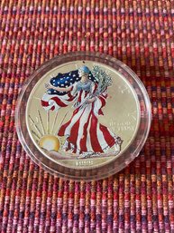 One Ounce .999 Pure Silver Painted Walking Liberty