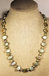 Sterling Silver Green Colored Cultured Pearl Necklace 18' Long