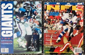 2 NFL Magazines 1991 Giants Official Year Book Team NFL Premier Edition