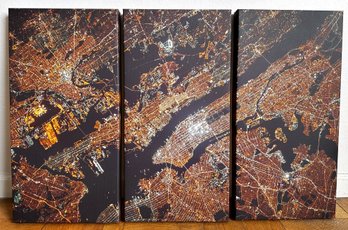 New York City Aerial View Print On Canvas Triptych