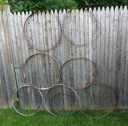 8 Various Size Vintage Metal Barrel Hoops