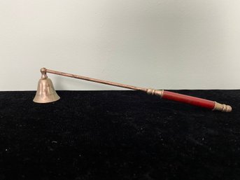 Candle Snuffer Brass Brown Rust Colored Enamel Handle