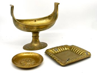 Antique Brass Ash Trays By Gorham, Lesavoy And More