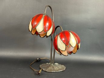 A Spectacular Vintage Art Nouveau Stained Glass Table Lamp