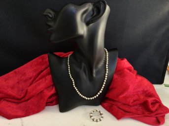 Vintage Pearl Necklace And Broach