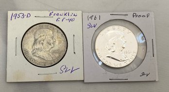 1953 And 1961 Franklin Half Dollars