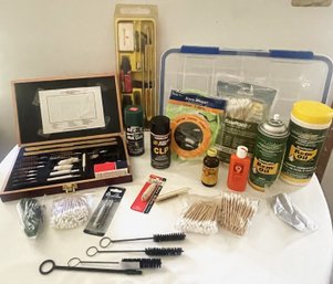 Gun Cleaning Essentials- Two Winchester Cleaning Kits, Remington & Other Lubricants, Bore Whips & More In Case