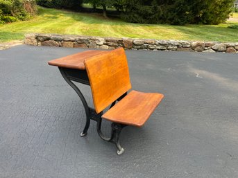 Antique ASCo Oak & Iron School Desk No 6 From East Granby, CT