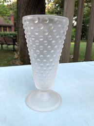 MCM Mid Century Hobnail Vaseline Glass Vase