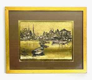 Lionel Barrymore 'San Pedro' Gold Foil Etching Matted And Framed