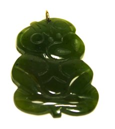 Vintage Polished And Carved Jade Figural Pendant