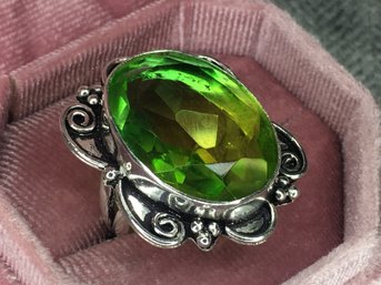 FABULOUS Brand New Sterling Silver / 925 Cocktail Ring With Bicolor Tourmaline - Very Impressible Ring !