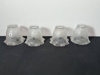 A SET OF 4 VICTORIAN ACID ETCHED SHADES