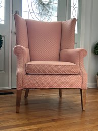 Peach Mid Century  Wing Back Arm Chair (lot 1 Of 2)