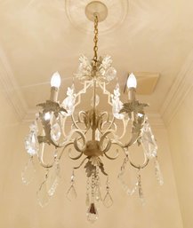 A Gorgeous Wrought Iron And Rock Crystal Chandelier