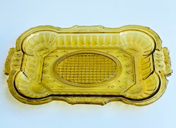 An Antique Pressed Amber Glass Serving Tray