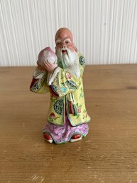 Vintage Shou Lao God Of Longevity Ceramic Figurine