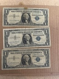 Beautiful Lot Of 3 1957 A One Dollar Bill -Silver Certificate U.S. Note