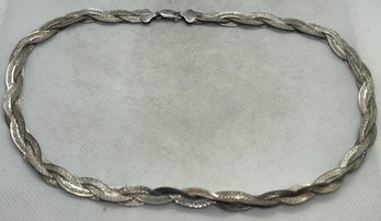 Vintage Italian 3-strand Braided STERLING SILVER Necklace- Artist Signed