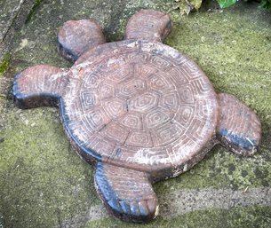 A Cast Iron Garden Turtle - Wall Plaque Or Step