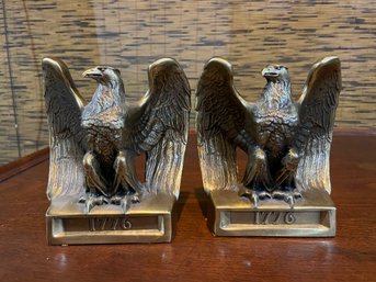 Vintage Pair Of P.m Craftsman Brass Eagle Bookends.