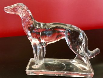 WOLFHOUND Vintage Pressed Clear Glass Figurine