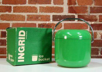 Vintage New Old Stock Ingrid Green Ice Bucket In Box