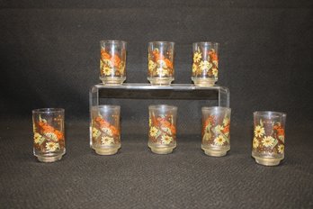 Eight Super Cute Mid Century Libby 6oz Butterfly Juice Glasses