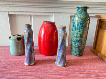 Chilmark Pottery Amano Red Vase Nice Glazes