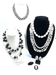 Collection Of Black & White Costume Jewelry