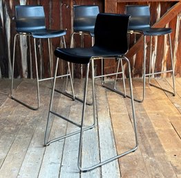 Set Of 4 - Black And Chrome Bar Stools