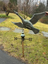 A Large Antique Copper Weathervane - A Goose In Flight