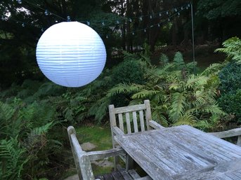 VERY LARGE CHINESE HANGING PAPER LANTERN IN THE STYLE OF NOGUCHI LIGHTING