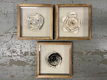 Trio Of Framed Paper Flower Shadow Box Displays