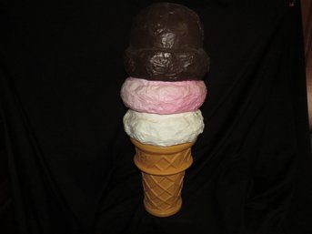 Vintage Giant Neapolitan Ice Cream Safe-T-Cone Piggy Bank. RARE