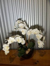 Large Faux Orchid In Ceramic Planter
