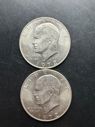 2 Eisenhower Dollars 1972, 1972-D