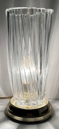 Vintage 1980s - Torchiere Table Mantle Boudoir Lamp - Crystal Metal - 11 Inches H X 5.5 Base