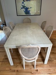 6 Person Kitchen Table With Coated Fabric Finish