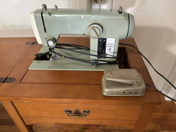 Vintage Sears Kenmore Sewing Machine In Cabinet