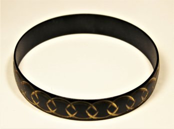 Black Metal Cut Back Design MCM Bangle Bracelet