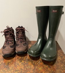 LL Bean Boots Mens Hiking Boots Size 10 And Wellies Size 9