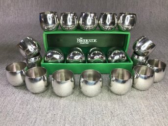 Group Lot Of 20 Brand New BROOKSIDE COLLECTION Pewter Shot Glasses - Box Of Four (4) Retails For $49.99
