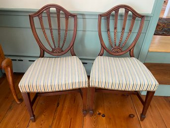 Pair Of Vintage Mahogany Wood Shield Back Side Chairs