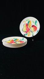 Nasco Del Coronado Apple & Pear Fruit Plates - Set Of 6