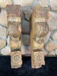 2 Piece Vintage Wooden Wall Brackets