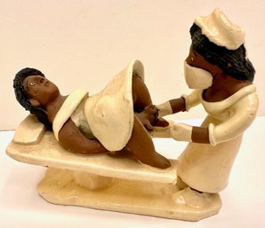 Vintage Brazilian Folk Art Figurine Of Birth Scene, Signed