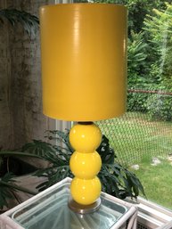 (2 Of 2) Fabulous Midcentury / MCM - Retro Sunny Yellow Stacked Ball Lamp With Drum Shade - Both Need TLC