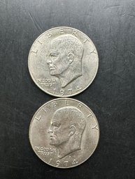 2 Eisenhower Dollars 1974, 1974-D